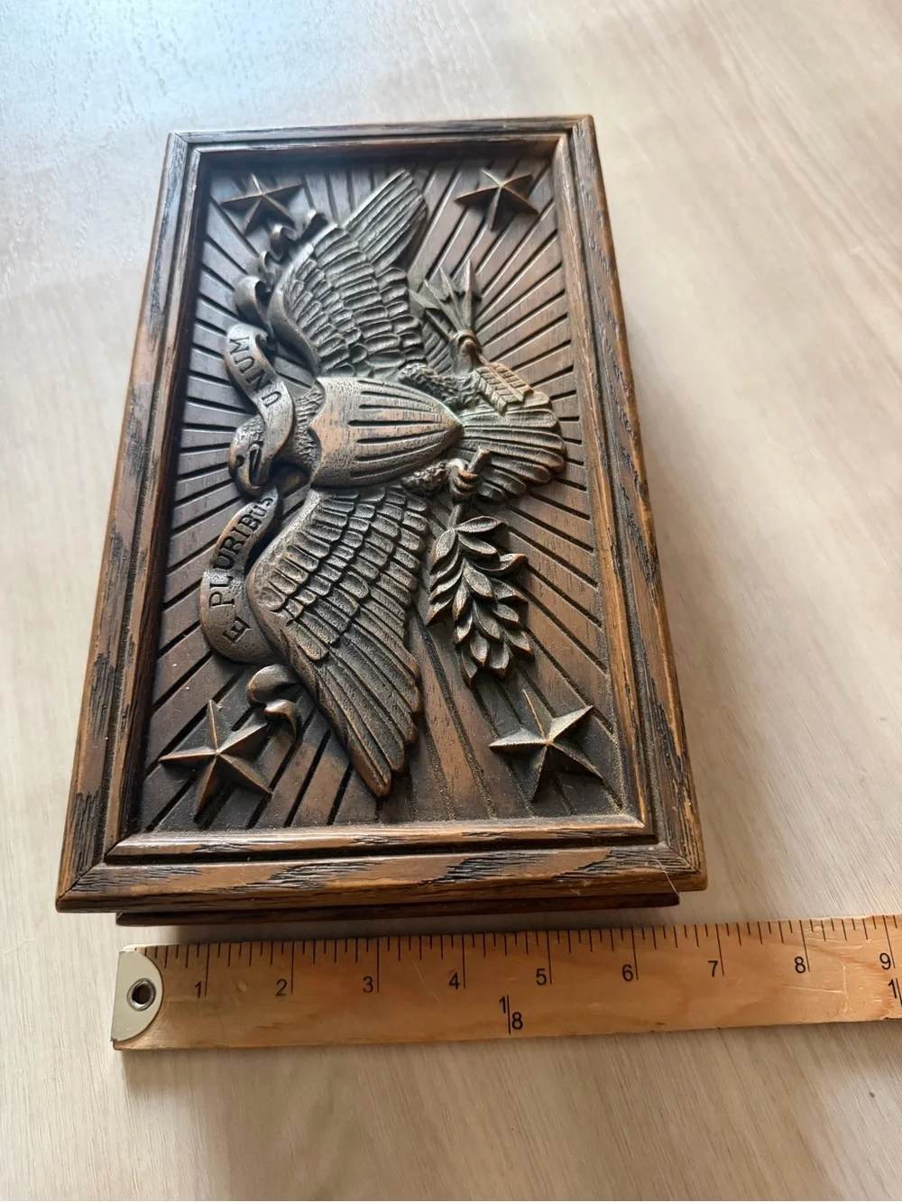 Vintage AVON Pluribus Unum Patriotic Eagle Resin Jewelry Trinket Box
